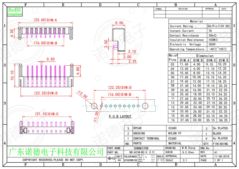 笔记本电池连接器ND-A01M-M2-X尺寸图